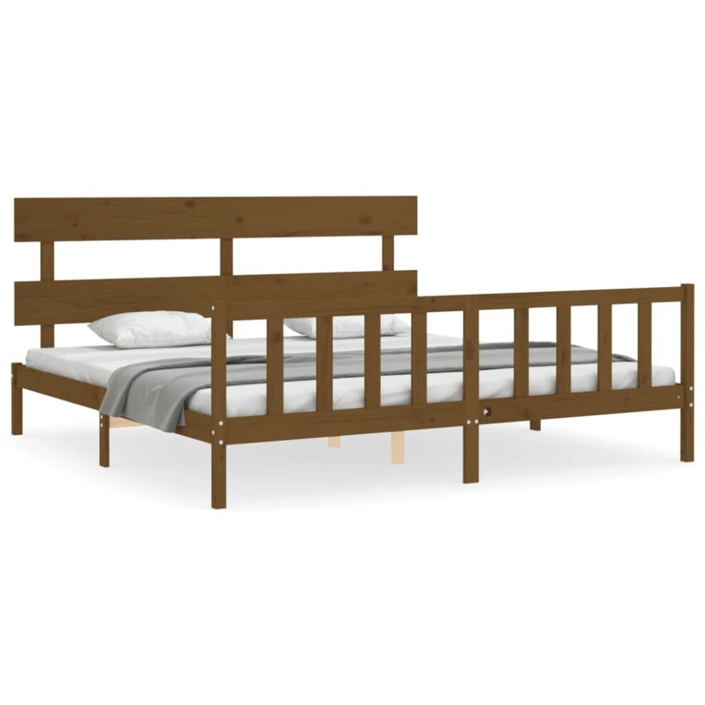 (honey brown, 200 x 200 cm/with headboard & footboard) vidaXL Bed Frame Bedroom Platform Bed Mattress Foundation Bedstead Solid Wood