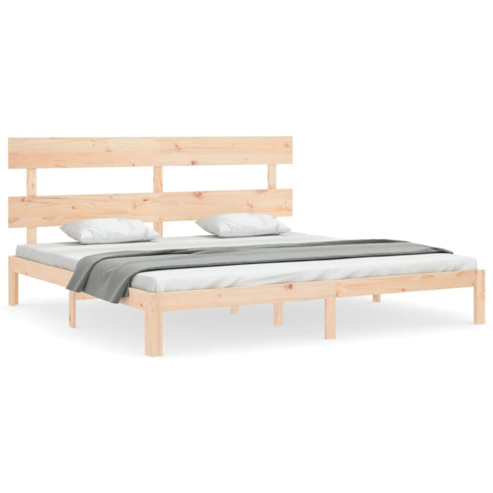Vidaxl (Brown, 200 X 200 Cm/With Headboard) Bed Frame Bedroom Platform Bed Mattress Foundation Bedstead Solid Wood