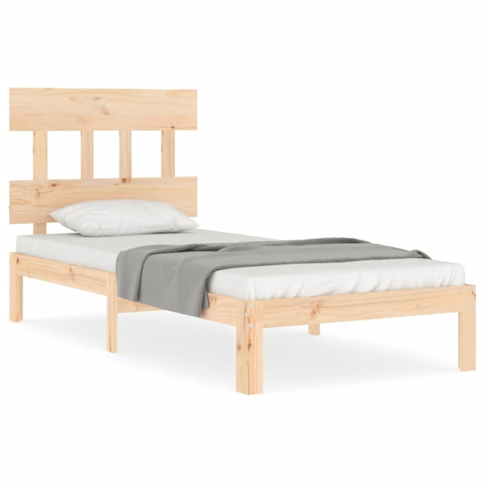 Vidaxl (Brown, 90 X 200 Cm/With Headboard) Bed Frame Bedroom Platform Bed Wooden Bedstead Bed Base Solid Wood