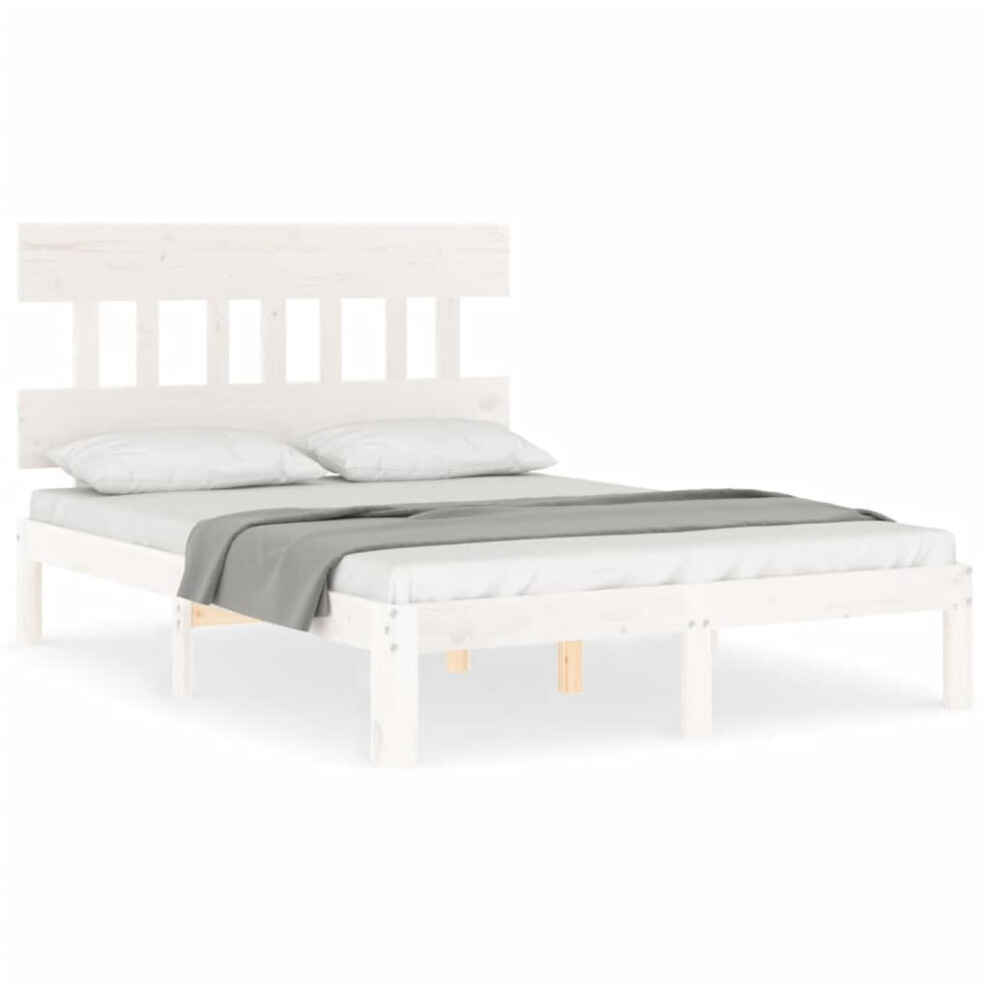 (white, 120 x 200 cm/with headboard) vidaXL Bed Frame Bedroom Platform Bed Wooden Bedstead Bed Base Solid Wood