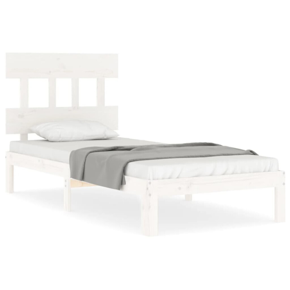 (white, 100 x 200 cm/with headboard) vidaXL Bed Frame Bedroom Platform Bed Wooden Bedstead Bed Base Solid Wood