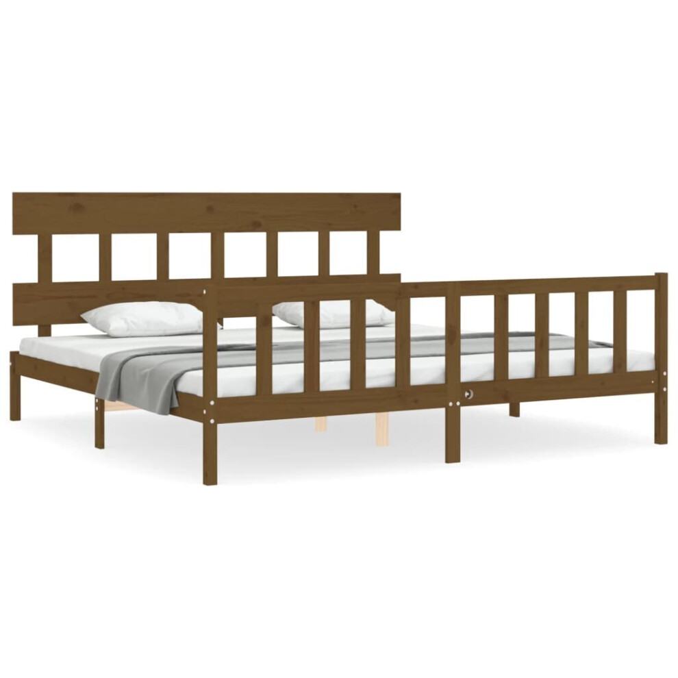 (honey brown, 200 x 200 cm/with headboard & footboard) vidaXL Bed Frame Bedroom Platform Bed Wooden Bedstead Bed Base Solid Wood