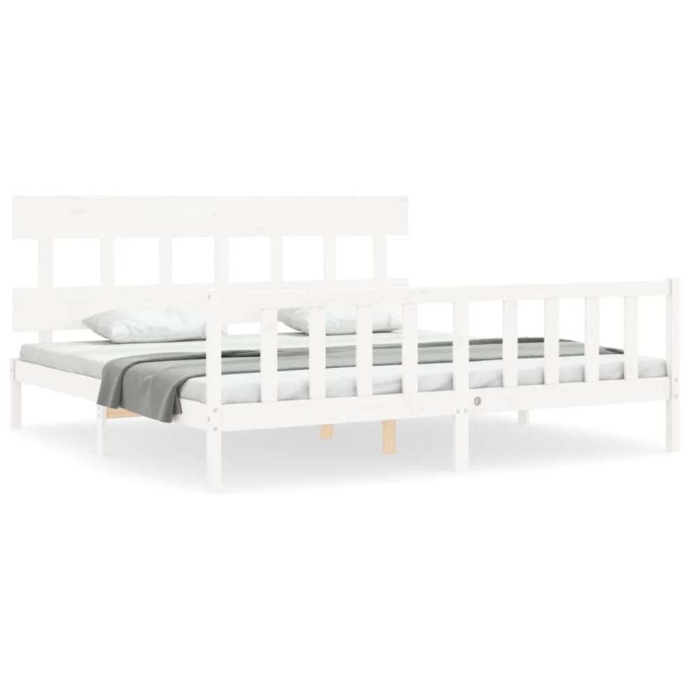 (white, 200 x 200 cm/with headboard & footboard) vidaXL Bed Frame Bedroom Platform Bed Wooden Bedstead Bed Base Solid Wood