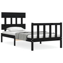 (black, 75 x 190 cm/with headboard & footboard) vidaXL Bed Frame Bedroom Platform Bed Wooden Bedstead Bed Base Solid Wood