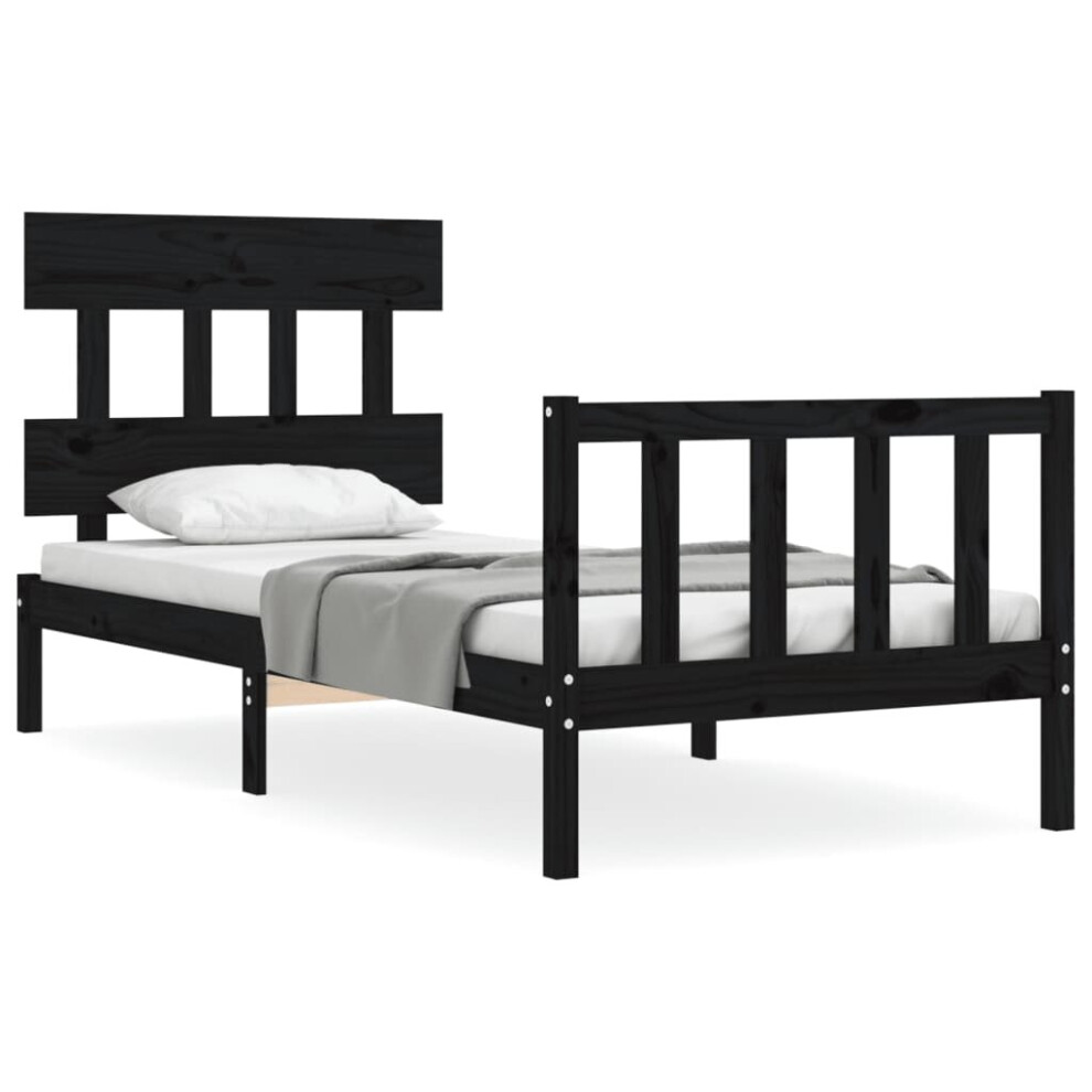 (black, 75 X 190 cm/with Headboard & footboard) vidaXL Bed Frame Bedroom Platform Bed Wooden Bedstead Bed Base Solid Wood