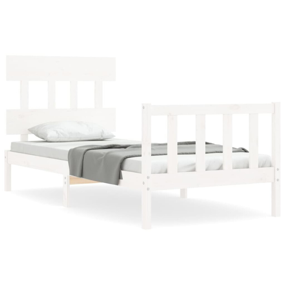 (white, 90 x 190 cm/with headboard & footboard) vidaXL Bed Frame Bedroom Platform Bed Wooden Bedstead Bed Base Solid Wood