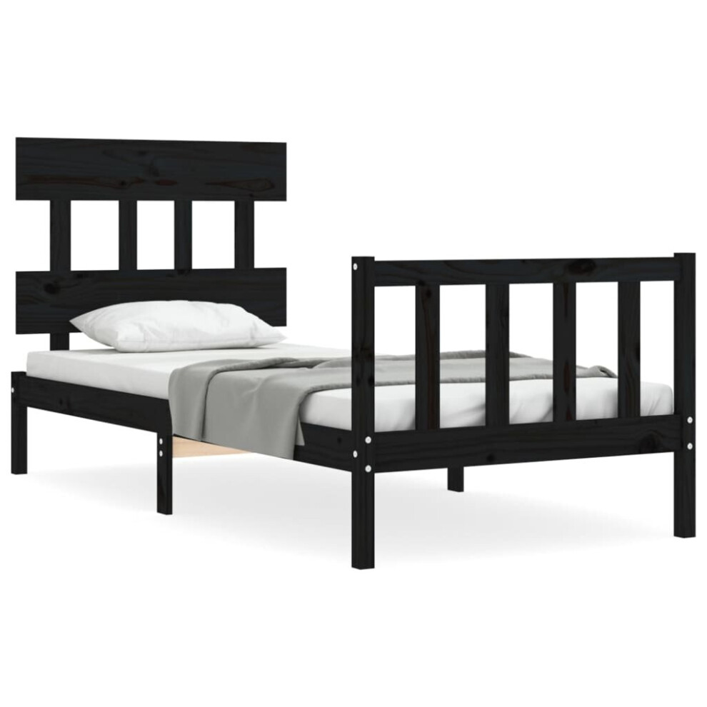 (black, 90 x 190 cm/with headboard & footboard) vidaXL Bed Frame Bedroom Platform Bed Wooden Bedstead Bed Base Solid Wood