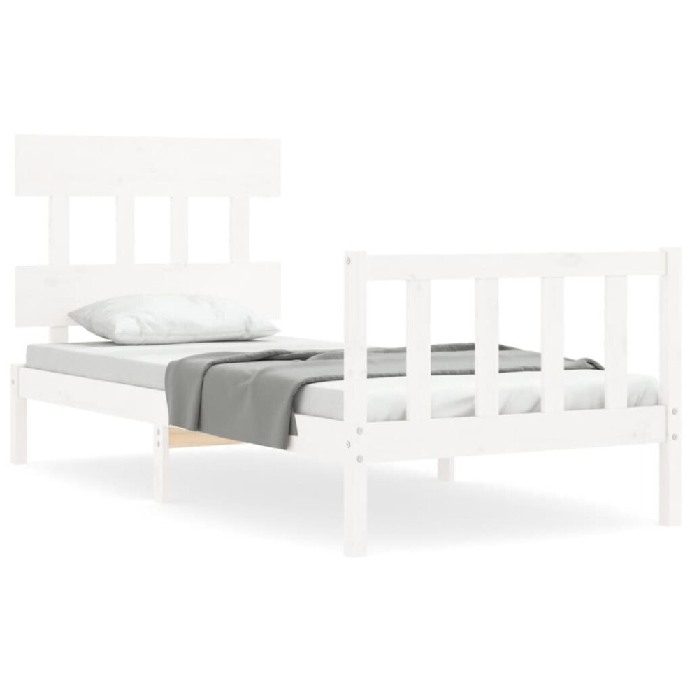 (white, 100 x 200 cm/with headboard & footboard) vidaXL Bed Frame Bedroom Platform Bed Wooden Bedstead Bed Base Solid Wood