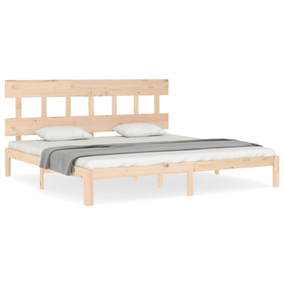 Vidaxl (Brown, 200 X 200 Cm/With Headboard) Bed Frame Bedroom Platform Bed Wooden Bedstead Bed Base Solid Wood