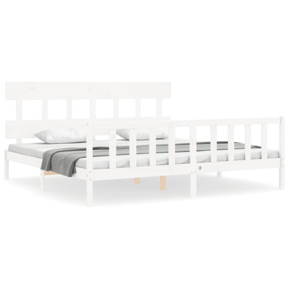 (white, 180 x 200 cm/with headboard & footboard) vidaXL Bed Frame Bedroom Platform Bed Wooden Bedstead Bed Base Solid Wood