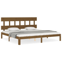 (honey brown, 200 x 200 cm/with headboard) vidaXL Bed Frame Bedroom Platform Bed Wooden Bedstead Bed Base Solid Wood
