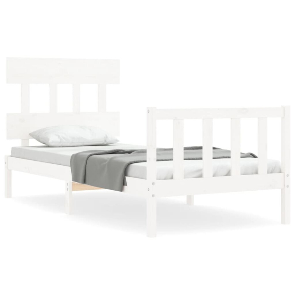 (white, 90 x 200 cm/with headboard & footboard) vidaXL Bed Frame Bedroom Platform Bed Wooden Bedstead Bed Base Solid Wood