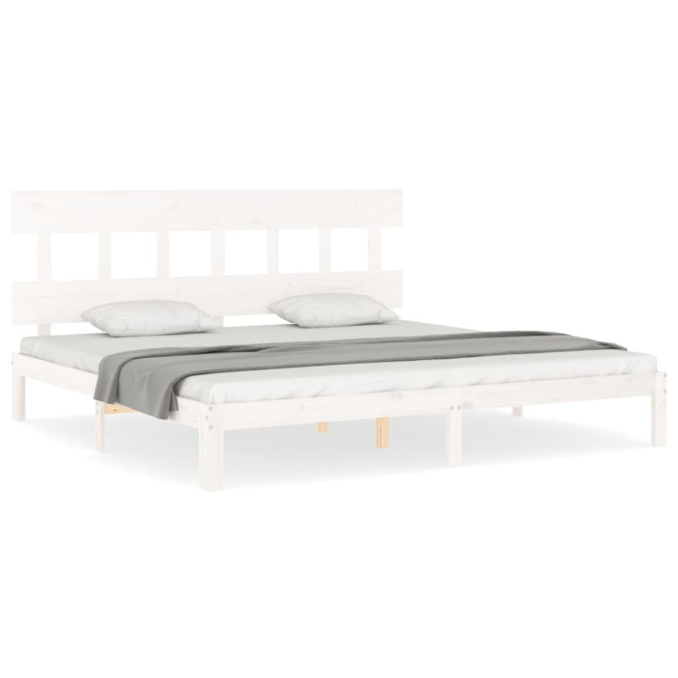 (white, 180 x 200 cm/with headboard) vidaXL Bed Frame Bedroom Platform Bed Wooden Bedstead Bed Base Solid Wood