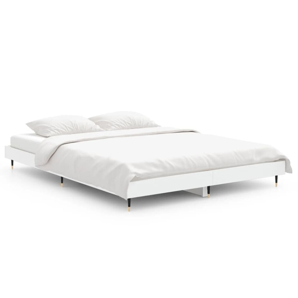 Vidaxl (White, 140 X 190 Cm) Bed Frame Bedroom Platform Bed Frame Bedstead Bed Base Engineered Wood