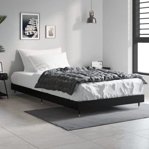 VidaXL (black, 90 x 200 cm) vidaXL Bed Frame Bedroom Platform Bed Frame Bedstead Bed Base Engineered Wood 2