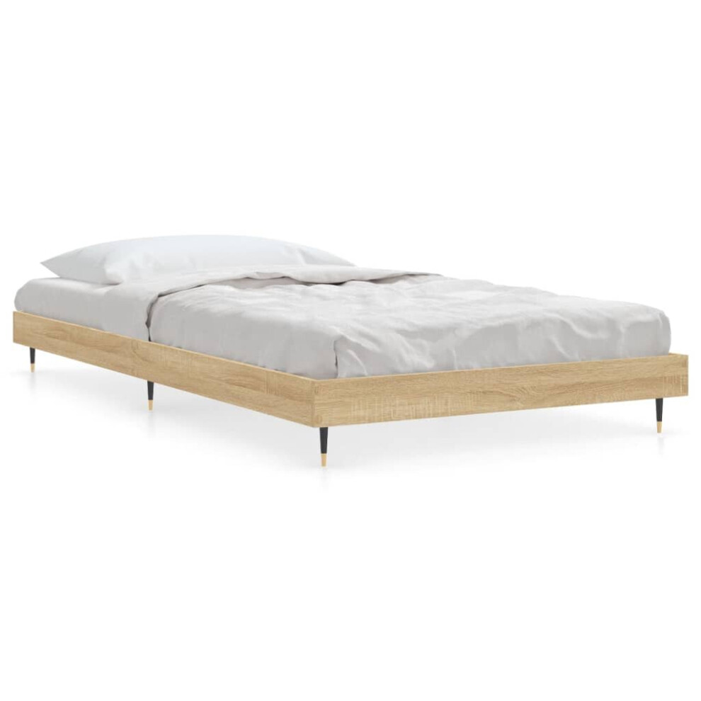 Vidaxl (Sonoma Oak, 100 X 200 Cm) Bed Frame Bedroom Platform Bed Frame Bedstead Bed Base Engineered Wood