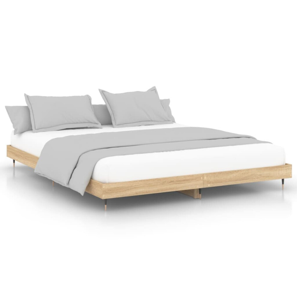 Vidaxl (Sonoma Oak, 120 X 200 Cm) Bed Frame Bedroom Platform Bed Frame Bedstead Bed Base Engineered Wood