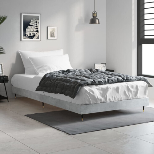VidaXL (concrete grey, 90 x 200 cm) vidaXL Bed Frame Bedroom Platform Bed Frame Bedstead Bed Base Engineered Wood 2