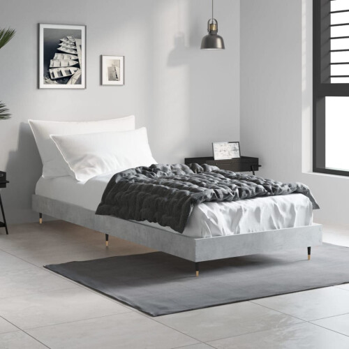 VidaXL (concrete grey, 75 x 190 cm) vidaXL Bed Frame Bedroom Platform Bed Frame Bedstead Bed Base Engineered Wood 2