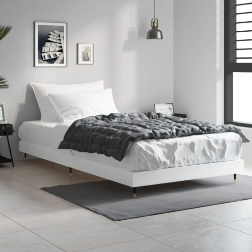 VidaXL (white, 90 x 200 cm) vidaXL Bed Frame Bedroom Platform Bed Frame Bedstead Bed Base Engineered Wood 2
