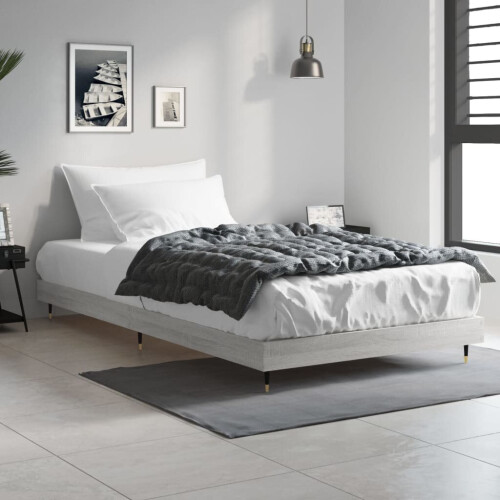 VidaXL (grey sonoma, 90 x 190 cm) vidaXL Bed Frame Bedroom Platform Bed Frame Bedstead Bed Base Engineered Wood 2