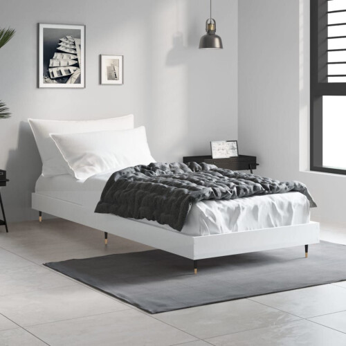 VidaXL (white, 75 x 190 cm) vidaXL Bed Frame Bedroom Platform Bed Frame Bedstead Bed Base Engineered Wood 2