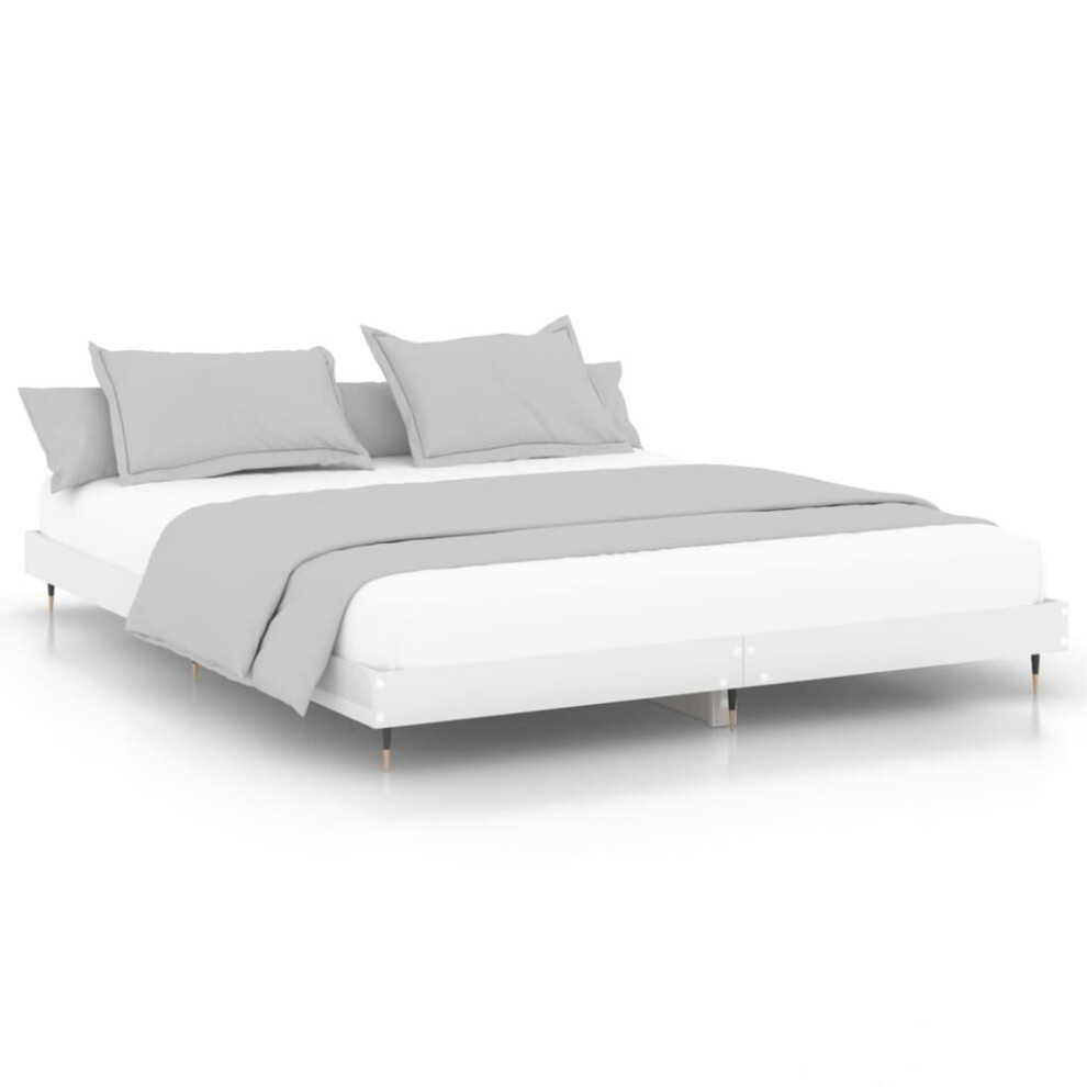 Vidaxl (High Gloss White, 200 X 200 Cm) Bed Frame Bedroom Platform Bed Frame Bedstead Bed Base Engineered Wood