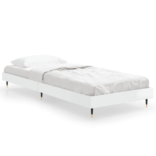 VidaXL (high gloss white, 75 x 190 cm) vidaXL Bed Frame Bedroom Platform Bed Frame Bedstead Bed Base Engineered Wood