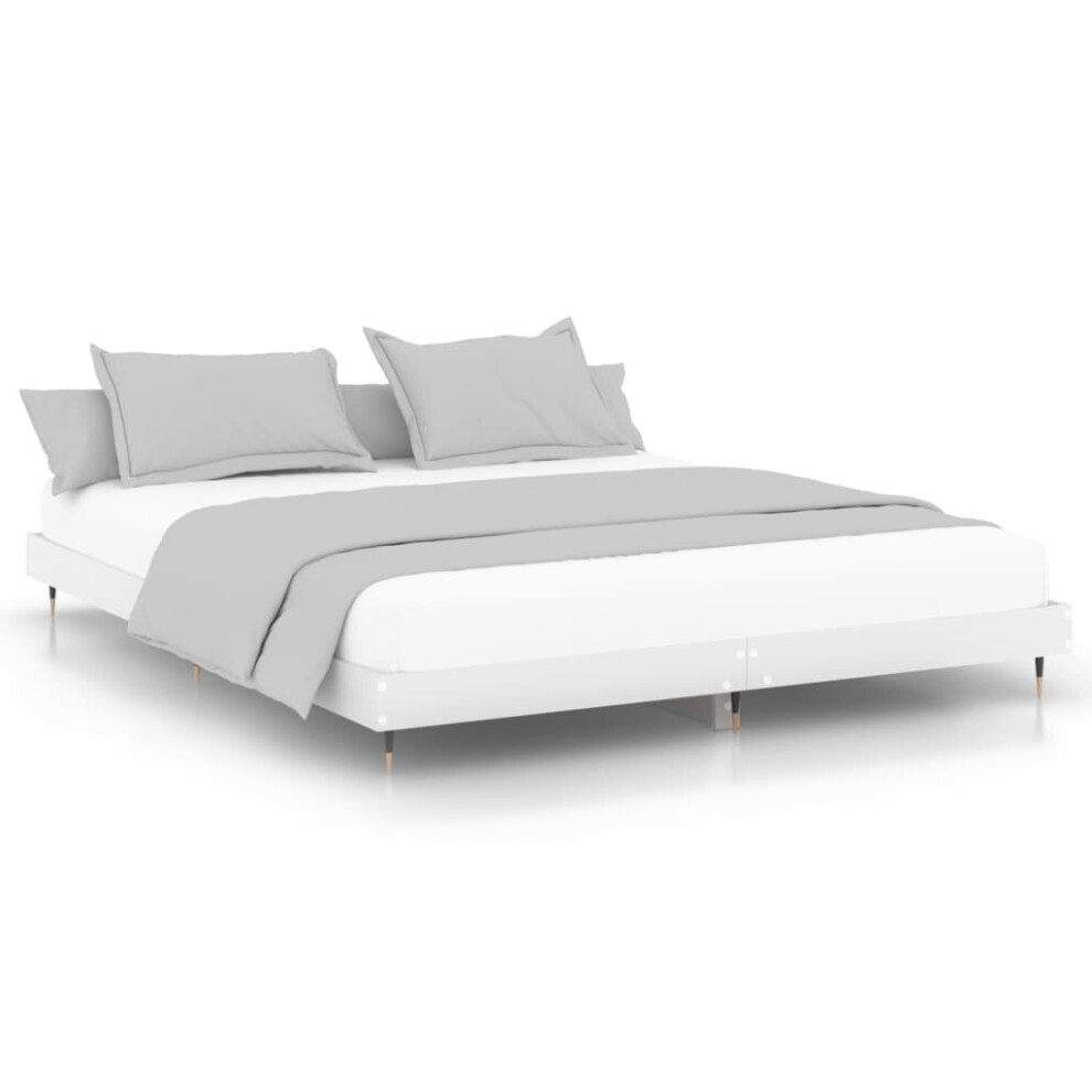 Vidaxl White (, 140 X 200 Cm) Bed Frame Bedroom Platform Bed Frame Bedstead Bed Base Engineered Wood