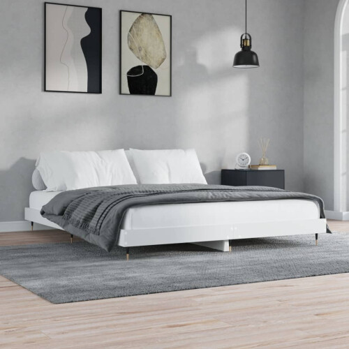 VidaXL (white, 200 x 200 cm) vidaXL Bed Frame Bedroom Platform Bed Frame Bedstead Bed Base Engineered Wood 2