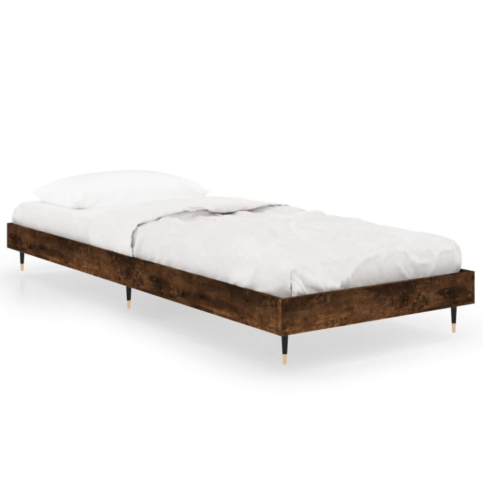 Vidaxl (Smoked Oak, 75 X 190 Cm) Bed Frame Bedroom Platform Bed Frame Bedstead Bed Base Engineered Wood