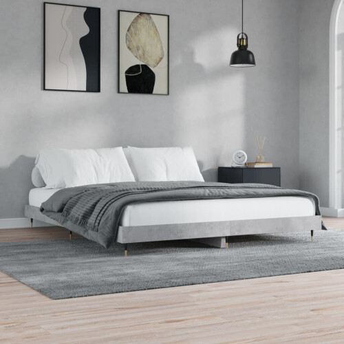 VidaXL (concrete grey, 200 x 200 cm) vidaXL Bed Frame Bedroom Platform Bed Frame Bedstead Bed Base Engineered Wood 2