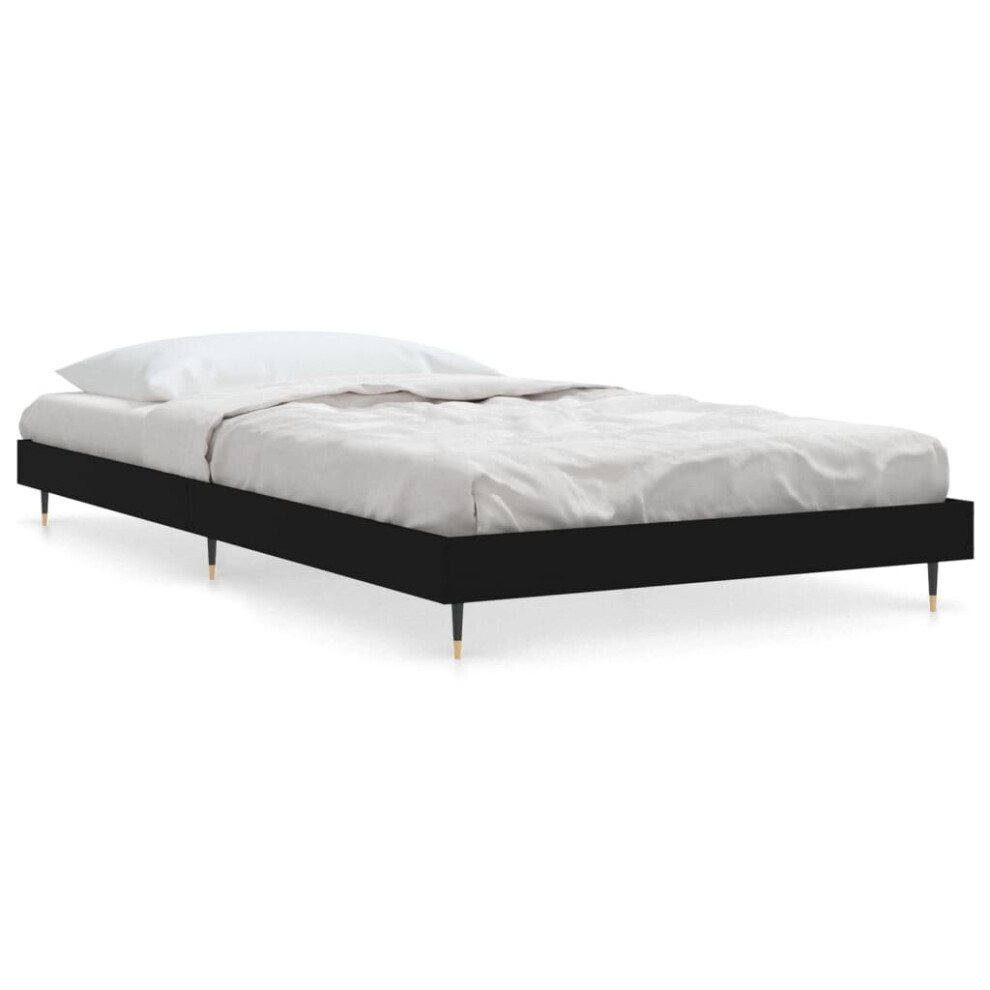 Vidaxl (Black, 90 X 200 Cm) Bed Frame Bedroom Platform Bed Frame Bedstead Bed Base Engineered Wood