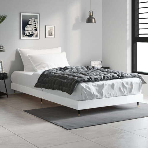 VidaXL (high gloss white, 90 x 190 cm) vidaXL Bed Frame Bedroom Platform Bed Frame Bedstead Bed Base Engineered Wood 2