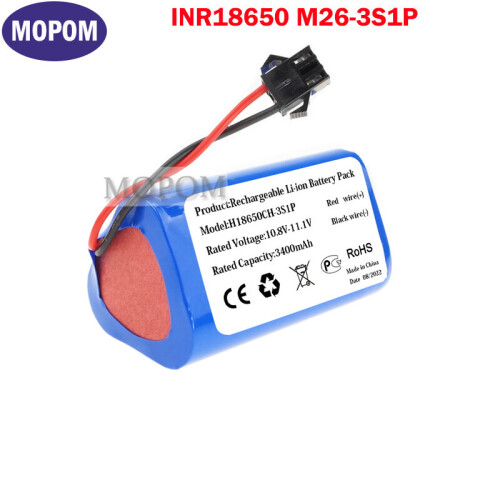 (2800mAh) 3400mAh/2800mAh INR18650 M26 3S1P 3INR19/66 Battery For iLife, ECOVACS, Gutrend, Lefant Robot Vacuum Cleaner