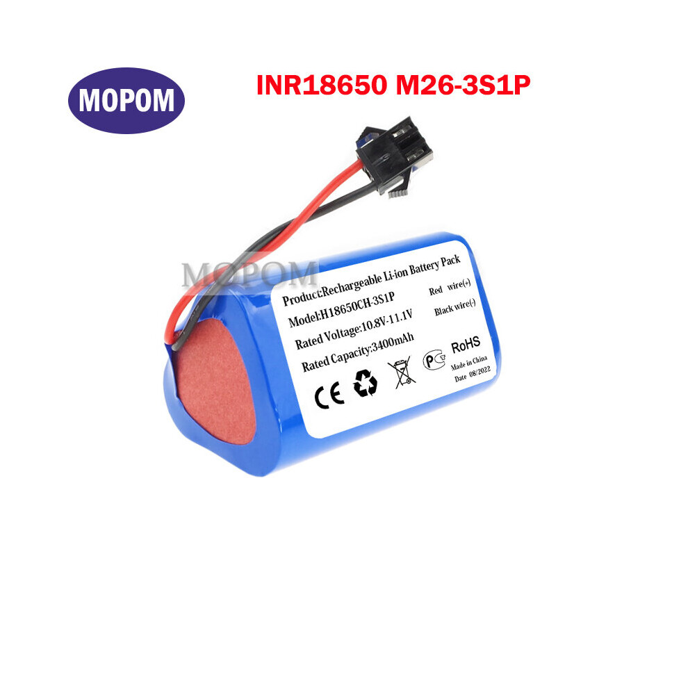 (2800mAh) 3400mAh/2800mAh INR18650 M26 3S1P 3INR19/66 Battery For iLife, ECOVACS, Gutrend, Lefant Robot Vacuum Cleaner