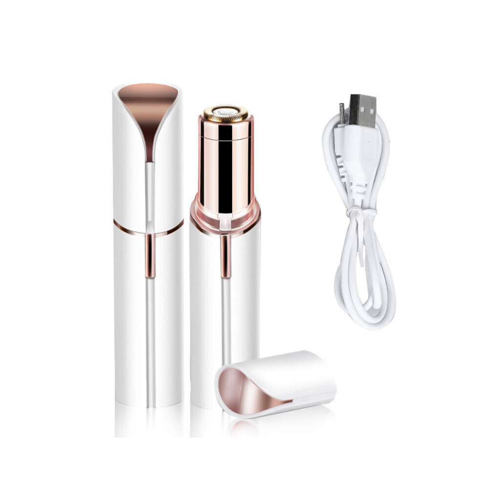 White Charge Mini Lipstick Shape Facial Epilator For Women Waterproof Painless Shaver Portable Body Hair Removal Tool