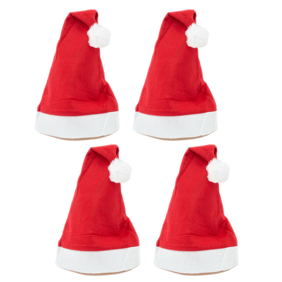 Carousel Pack Of 4 Unisex Fancy Dress Christmas Santa Hat | Red And White Traditional Festive Christmas Hat | Classic Father Christmas Hat Xmas Party Hat White,Red