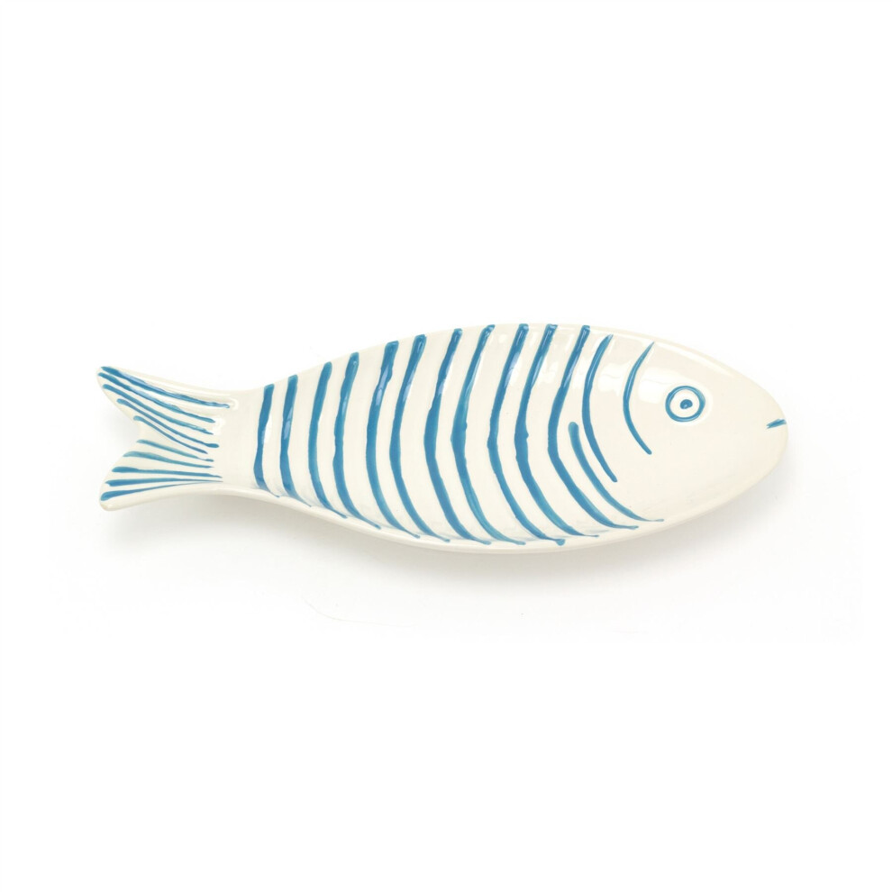 Ceramic Fish Shaped Dish | Seafood Serving Platter Kitchen Fish Plate - 30cm