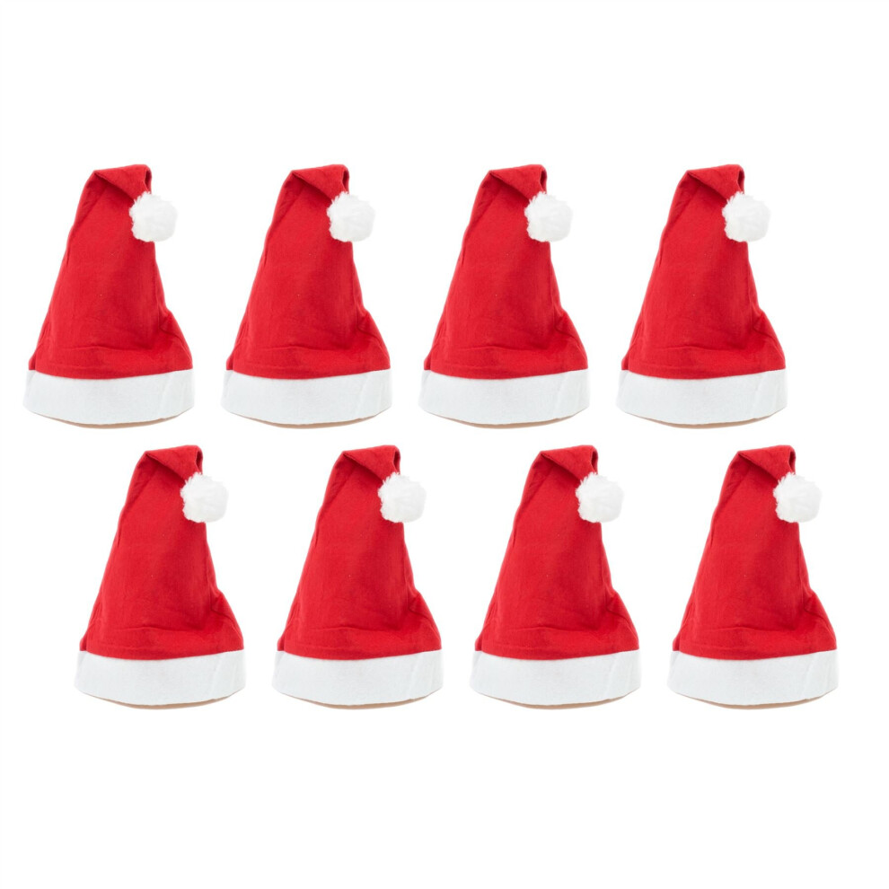 Carousel Pack Of 8 Unisex Fancy Dress Christmas Santa Hat | Red And White Traditional Festive Christmas Hat | Classic Father Christmas Hat Xmas Party Hat White,Red