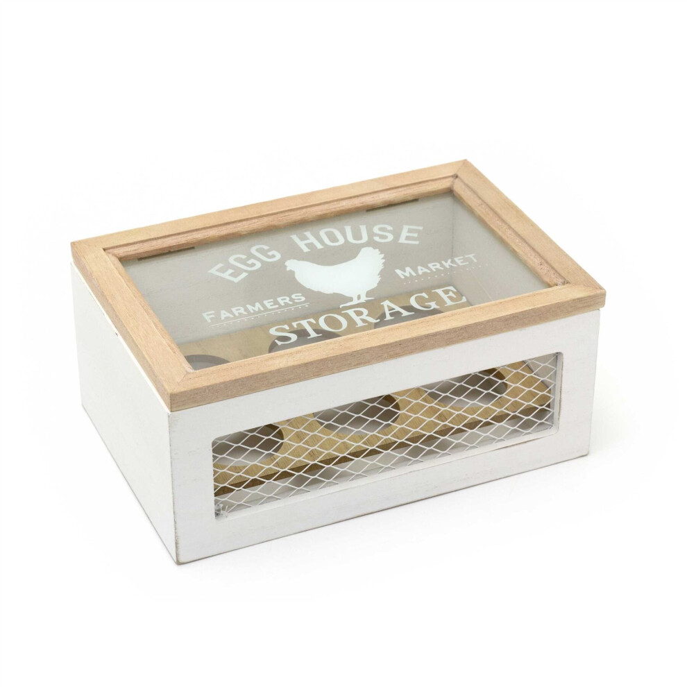 Farmers Market Wooden Egg Holder | Egg Storage Tray Egg Holder 6 Eggs | Wooden Egg Crate For Six Eggs Kitchen Egg Box