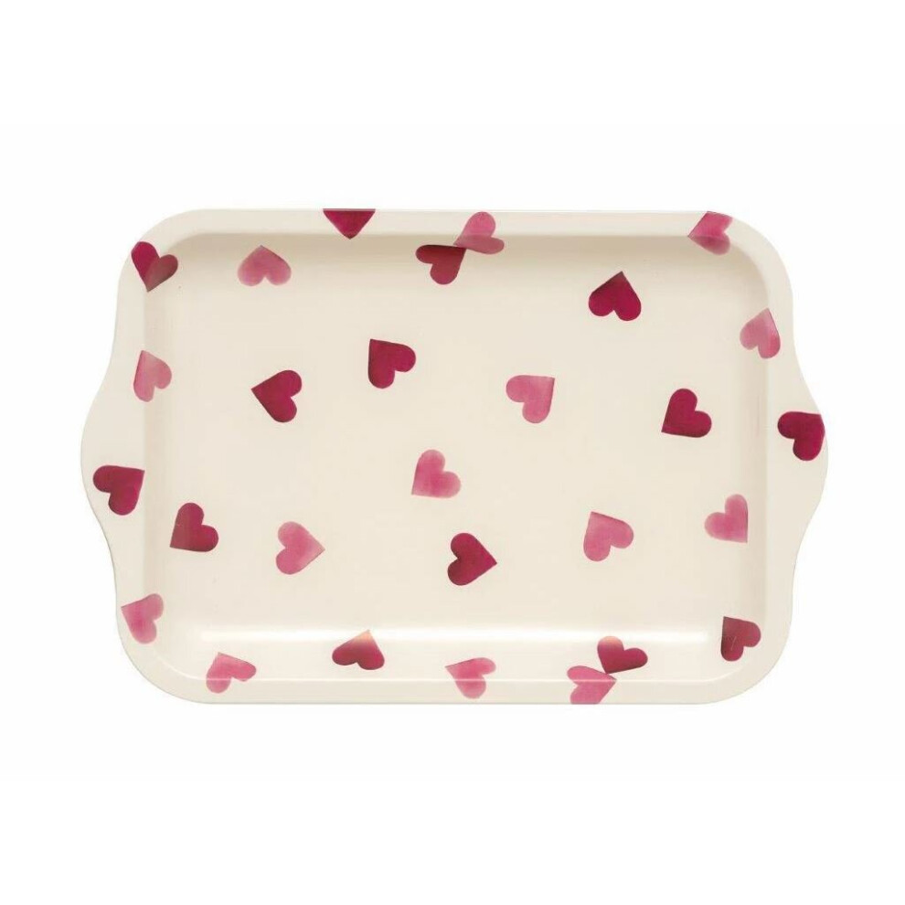 Emma Bridgewater - Pink Hearts Small Tin Tray | Rectangle Serving Tray With Handles Tea Tray | Pink Kitchen Tray - 24cm