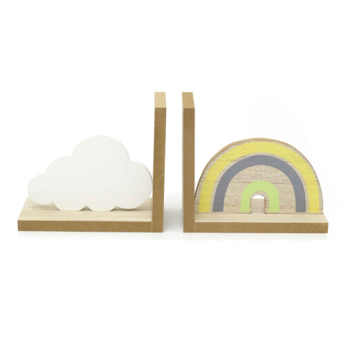 Carousel Home Children's Rainbow & Cloud Bookends | Wooden Nursery Book Ends