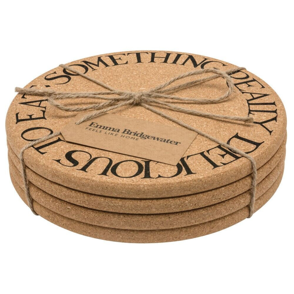 Emma Bridgewater - Black Toast & Marmalade Set Of 4 Cork Placemats | 4 Piece Round Cork Table Placemats | Kitchen Dining Cork Table Mats