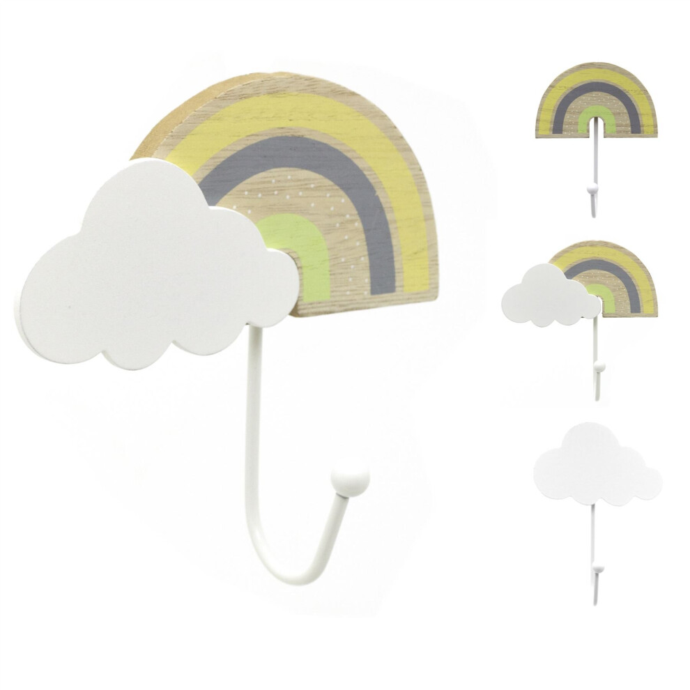 Rainbow Cloud coat hooks Decorative Wall hooks for Children's Bedroom & Nursery