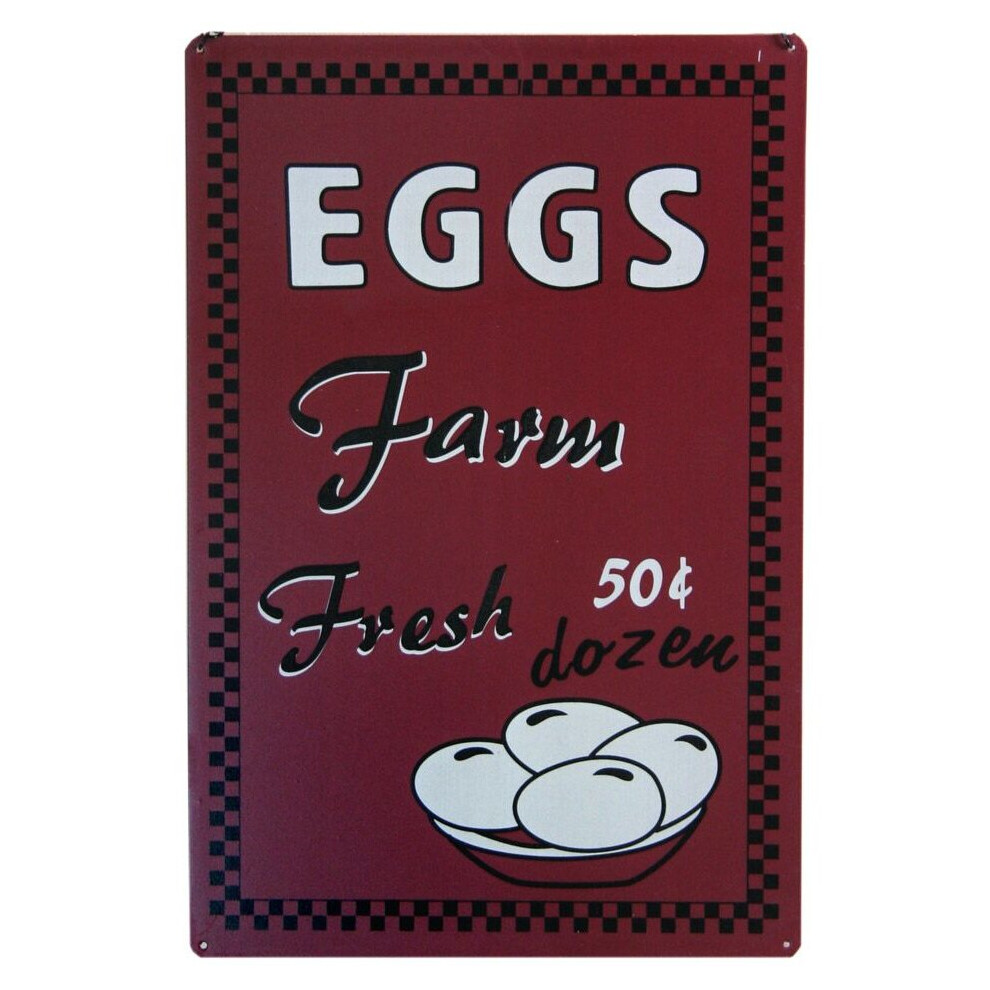 Vintage Style Hanging Metal Retro Sign 20Cm X 30Cm - Farm Fresh Eggs