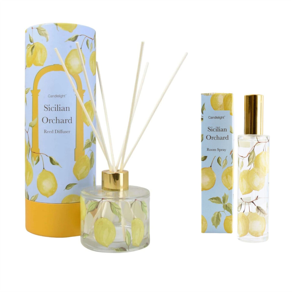 Sicilian Home Fragrance Set | Room Spray & Reed Diffuser Basil Wild Lemon Scent