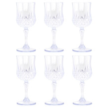 Pack Of 6 Reusable Embossed Plastic Wine Glass | Elegant Outdoor Drinkware