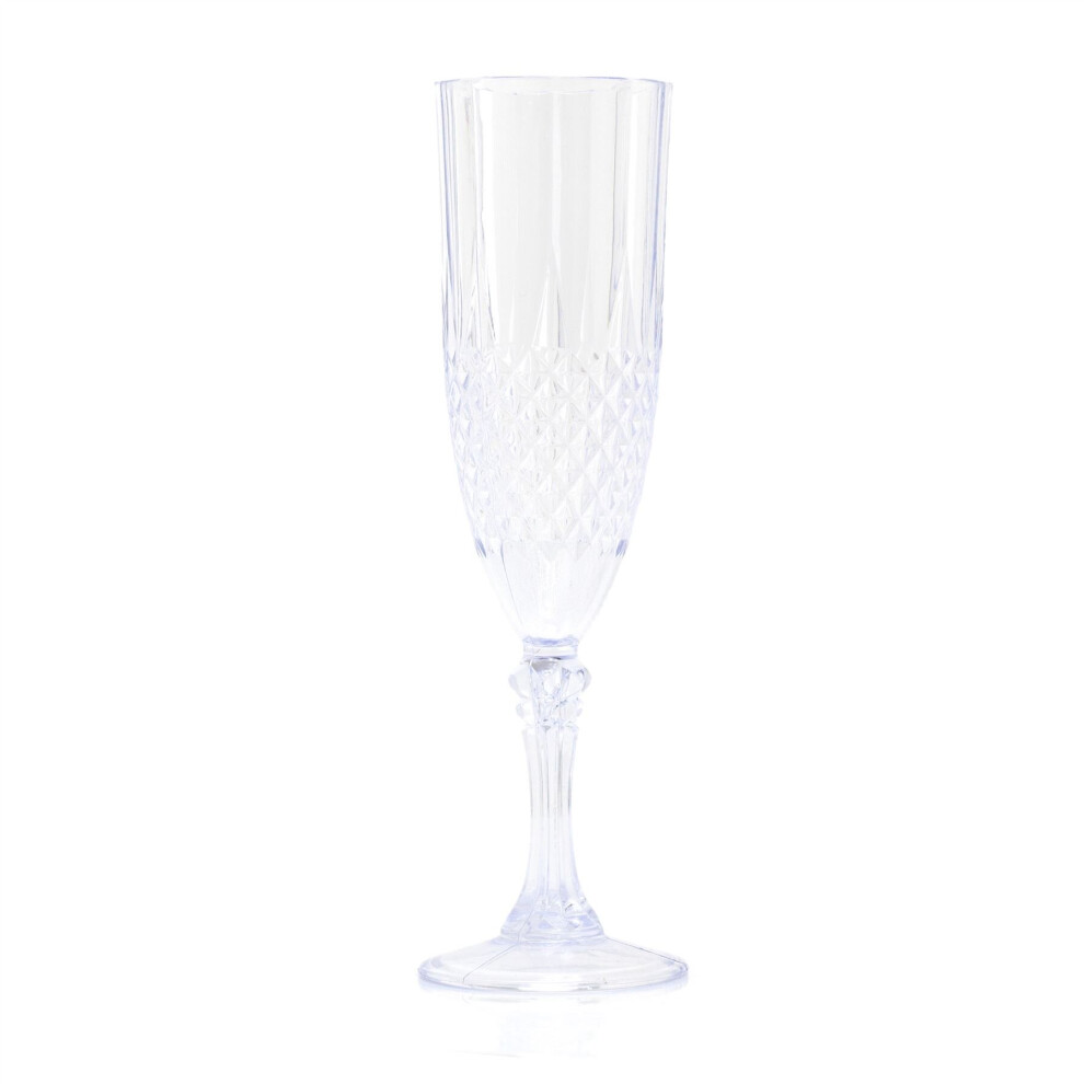 Embossed Plastic Champagne Flute | Cut Crystal Style Reusable Plastic Champagne Flute Glass | Reusable Drinkware Outdoor Champagne Glass