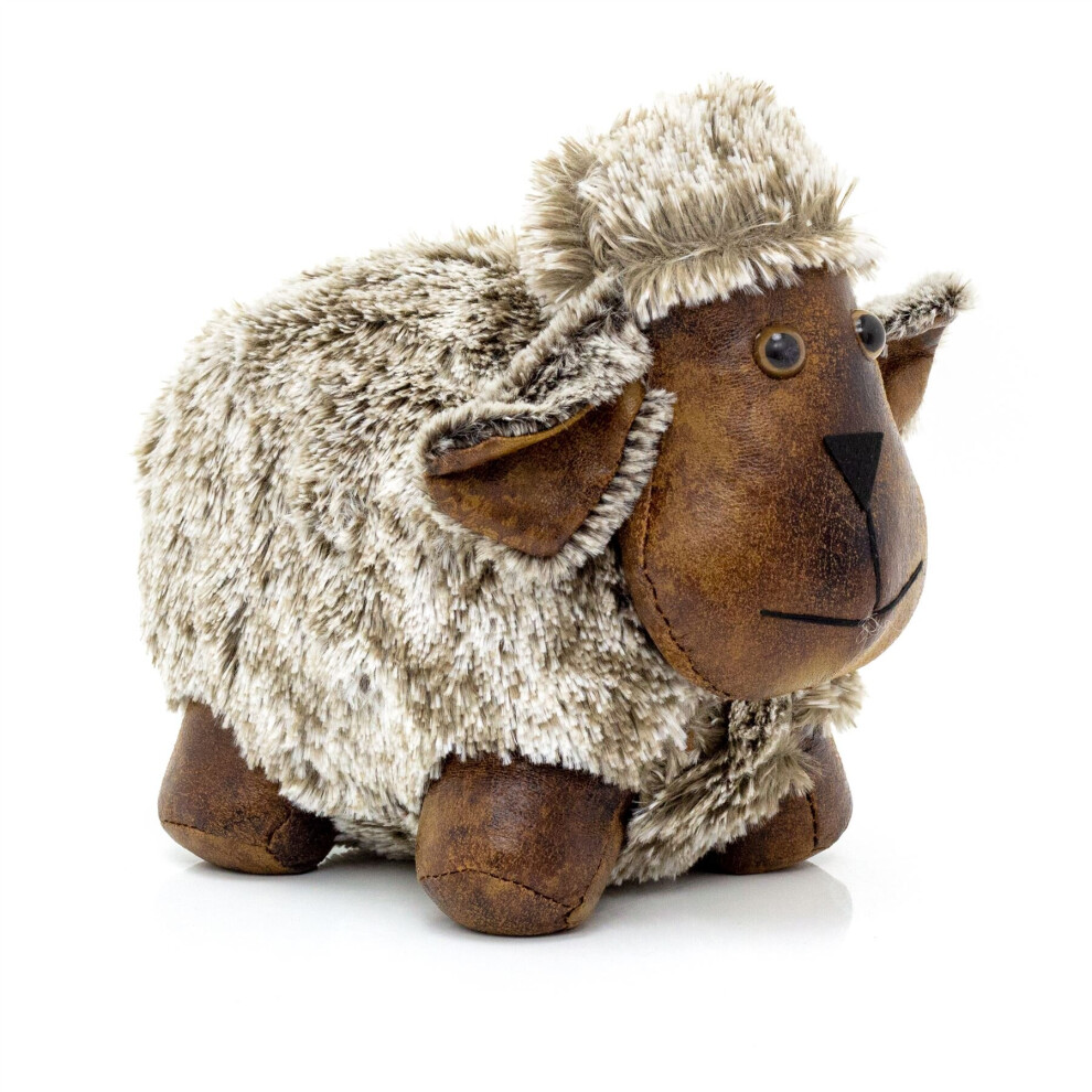 Beau Sheep Doorstop Faux Leather Door Stop Animal Doorstop | Novelty Indoor Lamb Shaped Door Stop | Decorative Weighted Sheep Door Stopper - 1.7kg